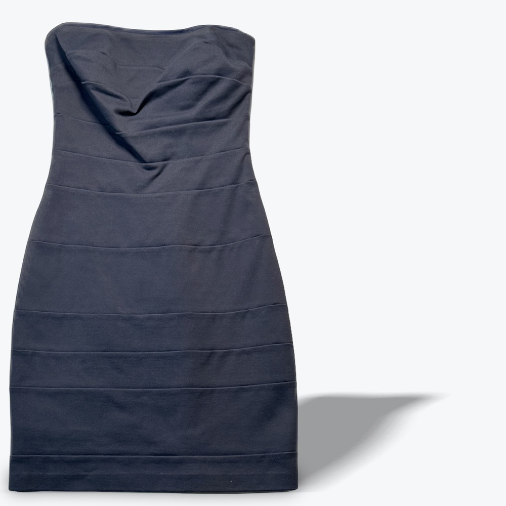 Larsen Gray Mini Dress Strapless Bandage Navy Blue Organic Cotton XS Made in USA